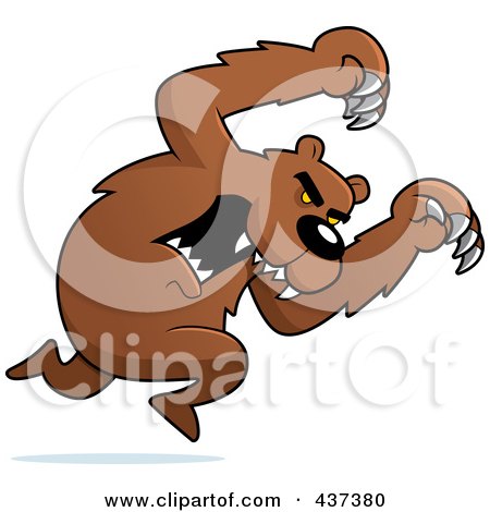 Royalty-Free (RF) Clipart Illustration of a Mean Bear Running With Claws Out by Cory Thoman