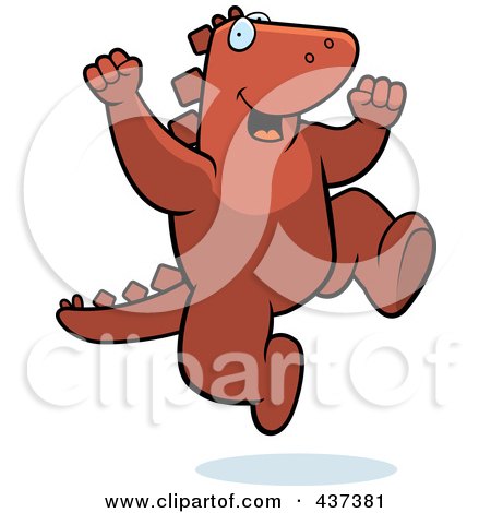 Royalty-Free (RF) Clipart Illustration of an Excited Dinosaur Jumping by Cory Thoman