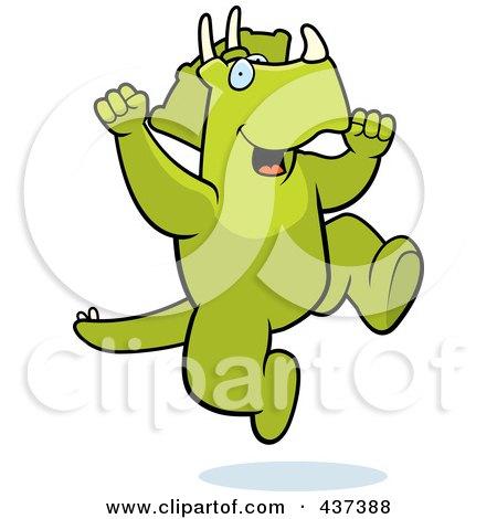 Royalty-Free (RF) Clipart Illustration of an Excited Triceratops Jumping by Cory Thoman