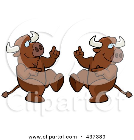 Royalty-Free (RF) Clipart Illustration of a Dancing Buffalo Couple by Cory Thoman