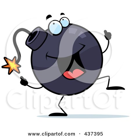 Royalty-Free (RF) Clipart Illustration of a Bomb Doing A Happy Dance by Cory Thoman