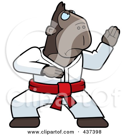 Royalty-Free (RF) Clipart Illustration of a Karate Ape With A Red Belt by Cory Thoman