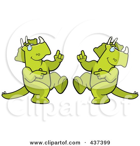 Royalty-Free (RF) Clipart Illustration of a Dancing Triceratops Couple by Cory Thoman
