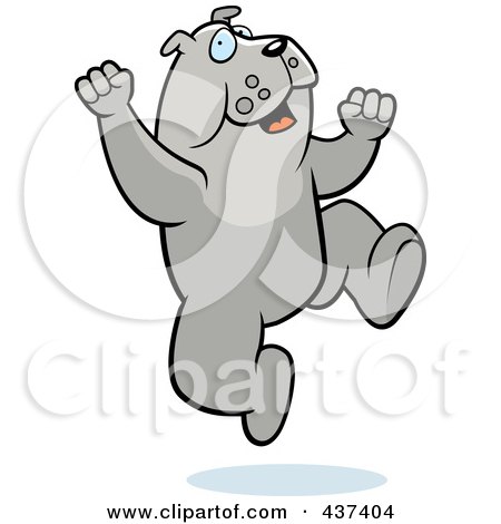 Royalty-Free (RF) Clipart Illustration of an Excited Bulldog Jumping by Cory Thoman