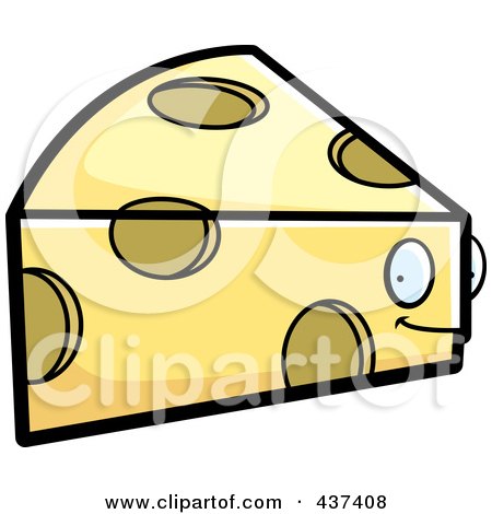 Royalty-Free (RF) Clipart Illustration of a Swiss Cheese Wedge Character by Cory Thoman