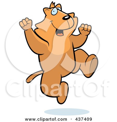 Royalty-Free (RF) Clipart Illustration of an Excited Cat Jumping by Cory Thoman