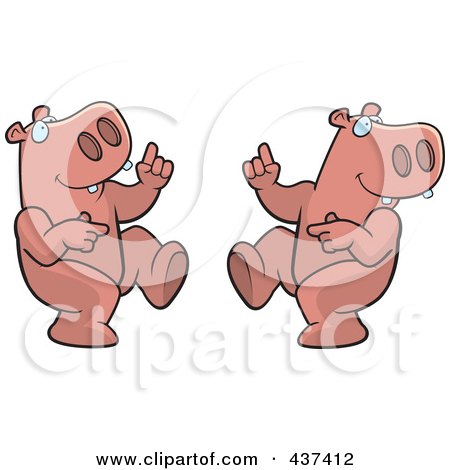 Royalty-Free (RF) Clipart Illustration of a Dancing Hippo Couple by Cory Thoman