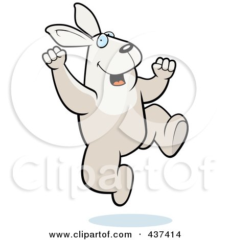 Royalty-Free (RF) Clipart Illustration of an Excited Rabbit Jumping by Cory Thoman