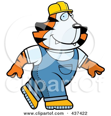 Royalty-Free (RF) Clipart Illustration of a Builder Tiger Walking by Cory Thoman