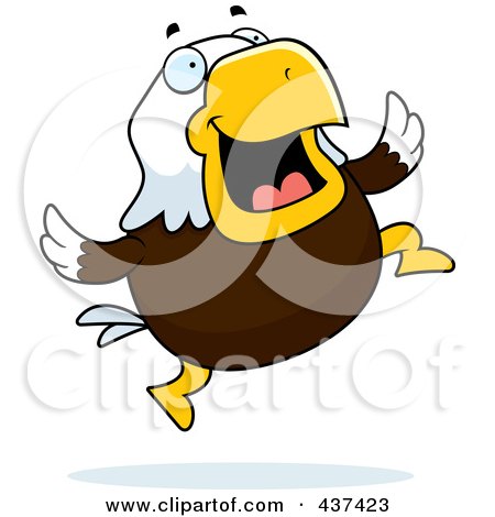 Royalty-Free (RF) Clipart Illustration of a Bald Eagle Jumping by Cory Thoman