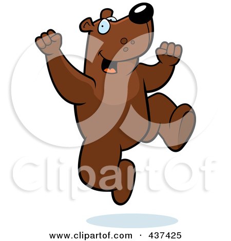 Royalty-Free (RF) Clipart Illustration of an Excited Bear Jumping by Cory Thoman