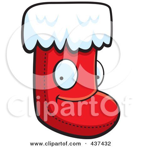 Royalty-Free (RF) Clipart Illustration of a Happy Christmas Stocking Character by Cory Thoman