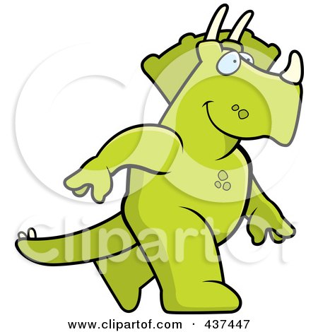 Royalty-Free (RF) Clipart Illustration of a Walking Triceratops by Cory Thoman
