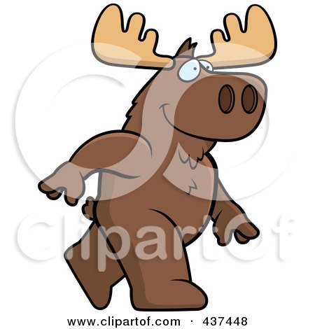 Royalty-Free (RF) Clipart Illustration of a Walking Moose by Cory Thoman