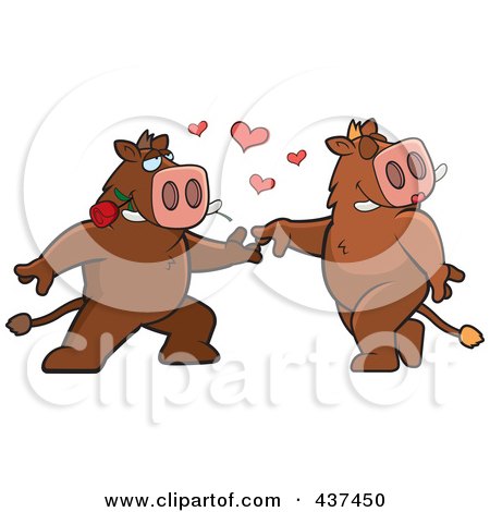 Royalty-Free (RF) Clipart Illustration of a Boar Couple Doing A Romantic Dance by Cory Thoman