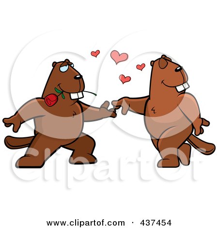 Royalty-Free (RF) Clipart Illustration of a Beaver Couple Doing A Romantic Dance by Cory Thoman