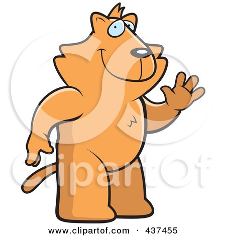 Royalty-Free (RF) Clipart Illustration of a Friendly Cat Standing And Waving by Cory Thoman