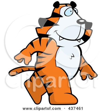 Royalty-Free (RF) Clipart Illustration of a Walking Tiger by Cory Thoman