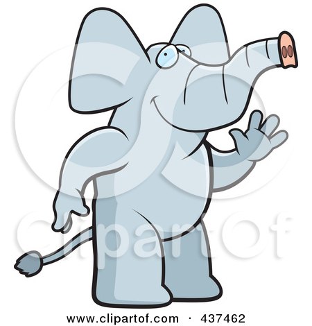 Royalty-Free (RF) Clipart Illustration of a Friendly Elephant Standing And Waving by Cory Thoman