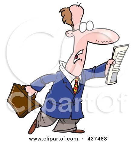 Royalty-Free (RF) Clip Art Illustration of a Cartoon Businessman Trying To Flag Down A Taxi by toonaday