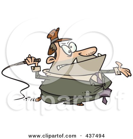 Royalty-Free (RF) Clip Art Illustration of a Cartoon Tax Grabber With A Whip by toonaday