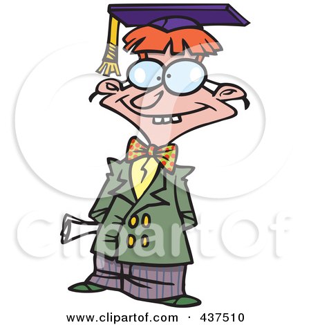 Royalty-Free (RF) Clip Art Illustration of a Cartoon Teen Boy Graduate Posing by toonaday
