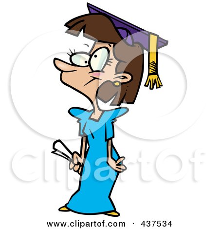 Royalty-Free (RF) Clip Art Illustration of a Cartoon Teen Girl Graduate by toonaday