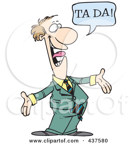 Royalty-Free (RF) Clip Art Illustration of a Surprising Cartoon Businessman Shouting Ta Ta by toonaday