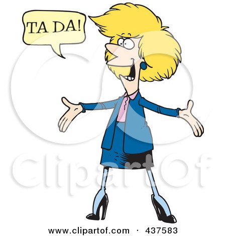 Royalty-Free (RF) Clip Art Illustration of a Surprising Cartoon Businesswoman Shouting Ta Ta by toonaday