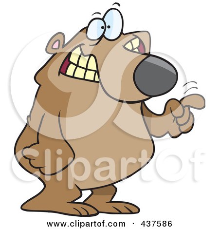 Royalty-Free (RF) Clip Art Illustration of a Cartoon Bear Tapping With His Finger by toonaday