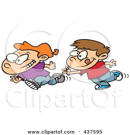 Royalty-Free (RF) Clip Art Illustration of Cartoon Boys Playing Tag by toonaday