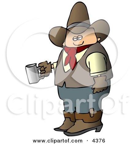 Morning Cowboy Holding a Cup of Fresh Hot Coffee Clipart by djart