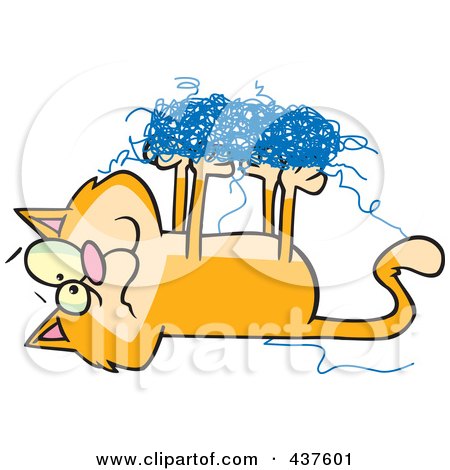Royalty-Free (RF) Clip Art Illustration of an Orange Cat Tangled In String by toonaday