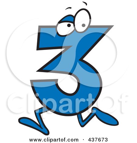 Royalty-Free (RF) Clip Art Illustration of a Running Number Three by toonaday