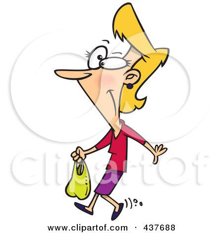 Royalty-Free (RF) Clip Art Illustration of a Thrifty Woman Carrying A Plastic Bag by toonaday