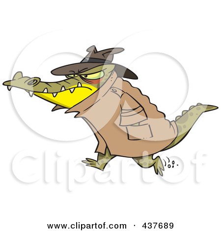Royalty-Free (RF) Clip Art Illustration of a Thug Crocodile In A Hat And Coat by toonaday