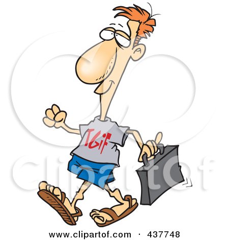 Royalty-Free (RF) Clip Art Illustration of a Cartoon Businessman Wearing A TGIF Shirt On Casual Work Day by toonaday