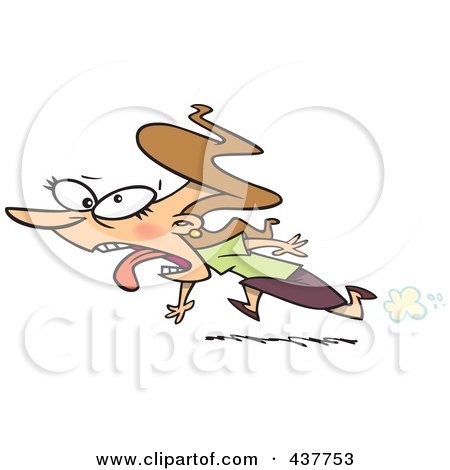 Royalty-Free (RF) Clip Art Illustration of a Disgusted Cartoon Businesswoman Running Away by toonaday