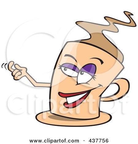 Royalty-Free (RF) Clip Art Illustration of a Cartoon Temptress Cup Of Coffee by toonaday