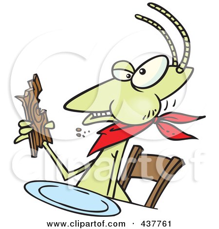 Royalty-Free (RF) Clip Art Illustration of a Cartoon Termite Dining On Wood by toonaday