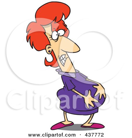 Royalty-Free (RF) Clip Art Illustration of a Cartoon Pregnant Woman Holding Her Belly by toonaday