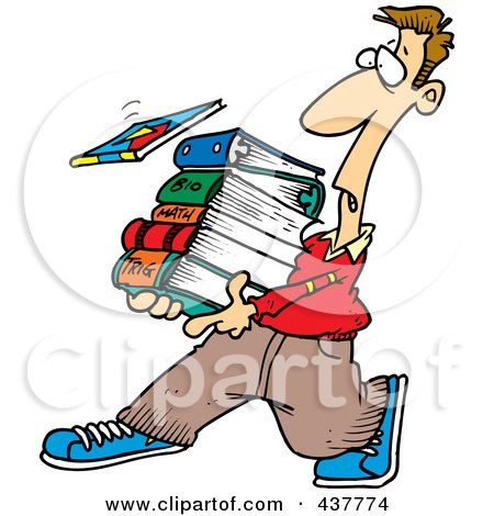 Royalty-Free (RF) Clip Art Illustration of a Cartoon Male Student Carrying Text Books by toonaday