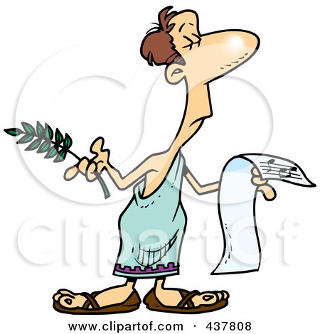 Royalty-Free (RF) Clip Art Illustration of a Man In A Togat, Holding Sheet Music by toonaday