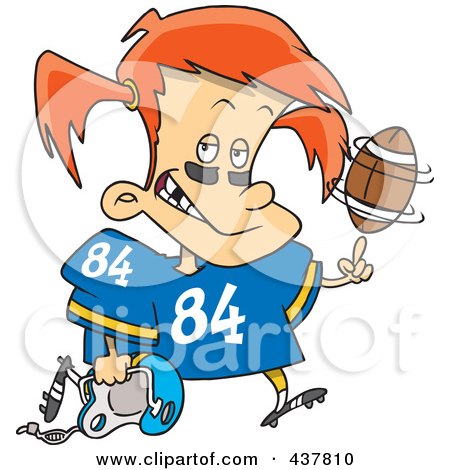 Royalty-Free (RF) Clip Art Illustration of a Little Football Girl Spinning A Ball On Her Finger by toonaday
