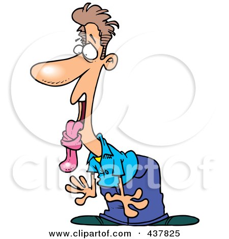 Royalty-Free (RF) Clip Art Illustration of a Shocked Tongue Tied Cartoon Man by toonaday