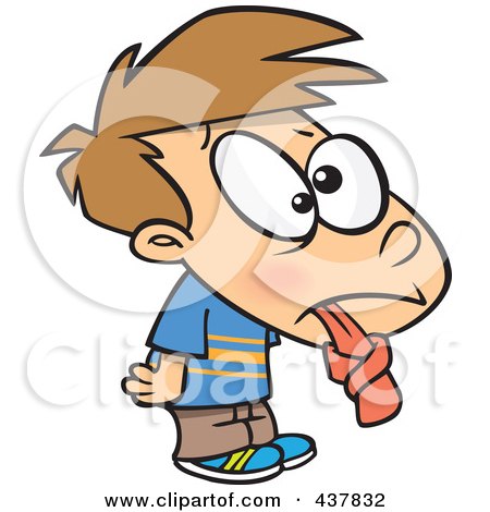 Royalty-Free (RF) Clip Art Illustration of a Cartoon Boy Sticking His Tied Tongue Out by toonaday