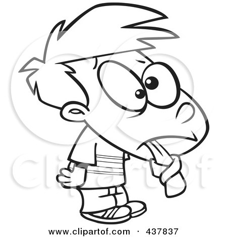 Royalty-Free (RF) Clip Art Illustration of a Black And White Outline Design Of A Boy Sticking His Tied Tongue Out by toonaday
