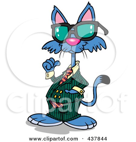 Royalty-Free (RF) Clip Art Illustration of a Cool Cat Wearing Shades by toonaday