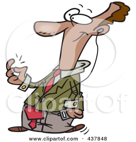 Royalty-Free (RF) Clip Art Illustration of a Cartoon Businessman Snapping His Fingers And Listening To Music by toonaday