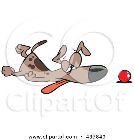 Royalty-Free (RF) Clip Art Illustration of a Tired Dog Collapsed By His Ball by toonaday